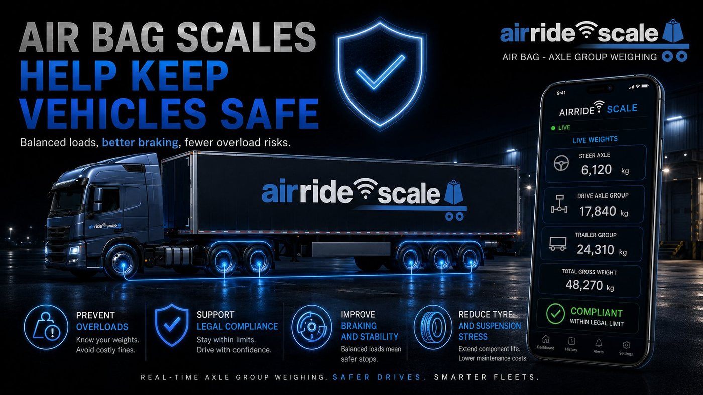 AirRide Scale showing how air bag scales improve vehicle safety with balanced axle group loads