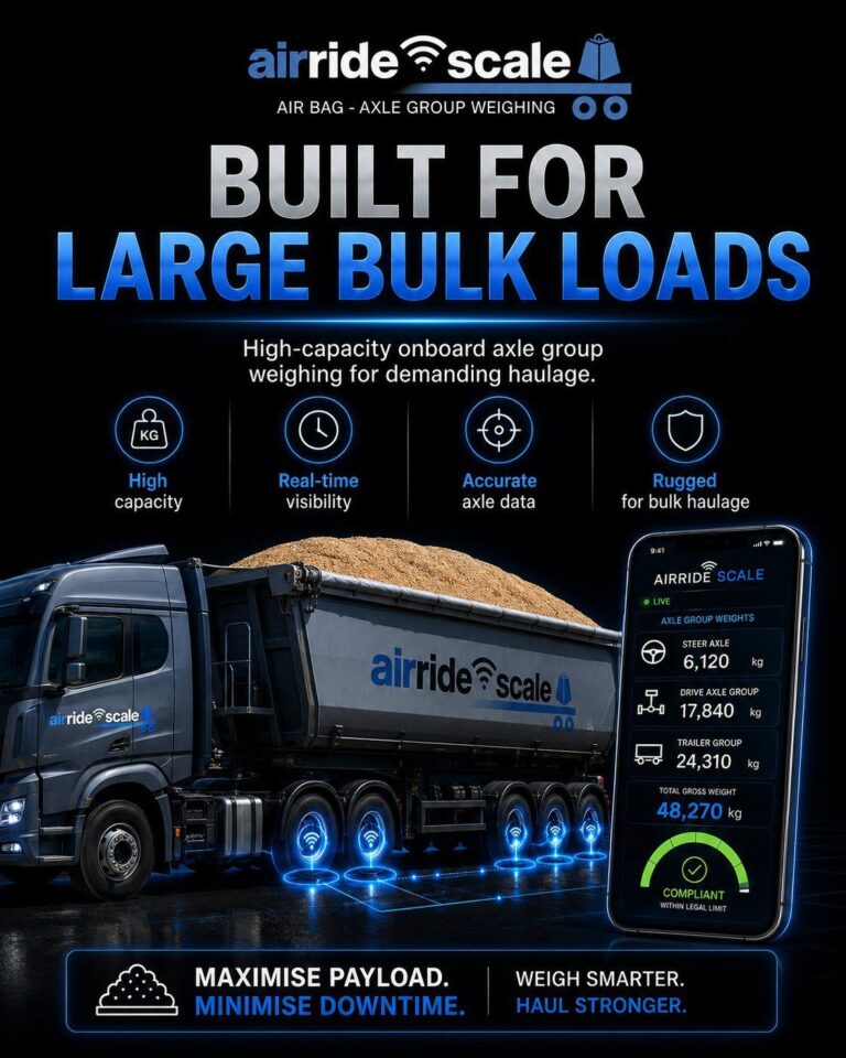 AirRide Scale high-capacity air bag scale weighing large bulk materials on a tipper trailer