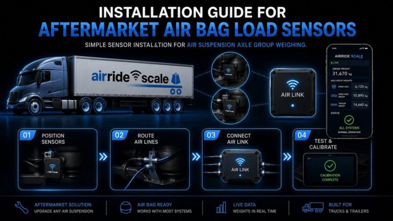 AirRide Scale installation guide for aftermarket air bag load sensors on air suspension trucks and trailers