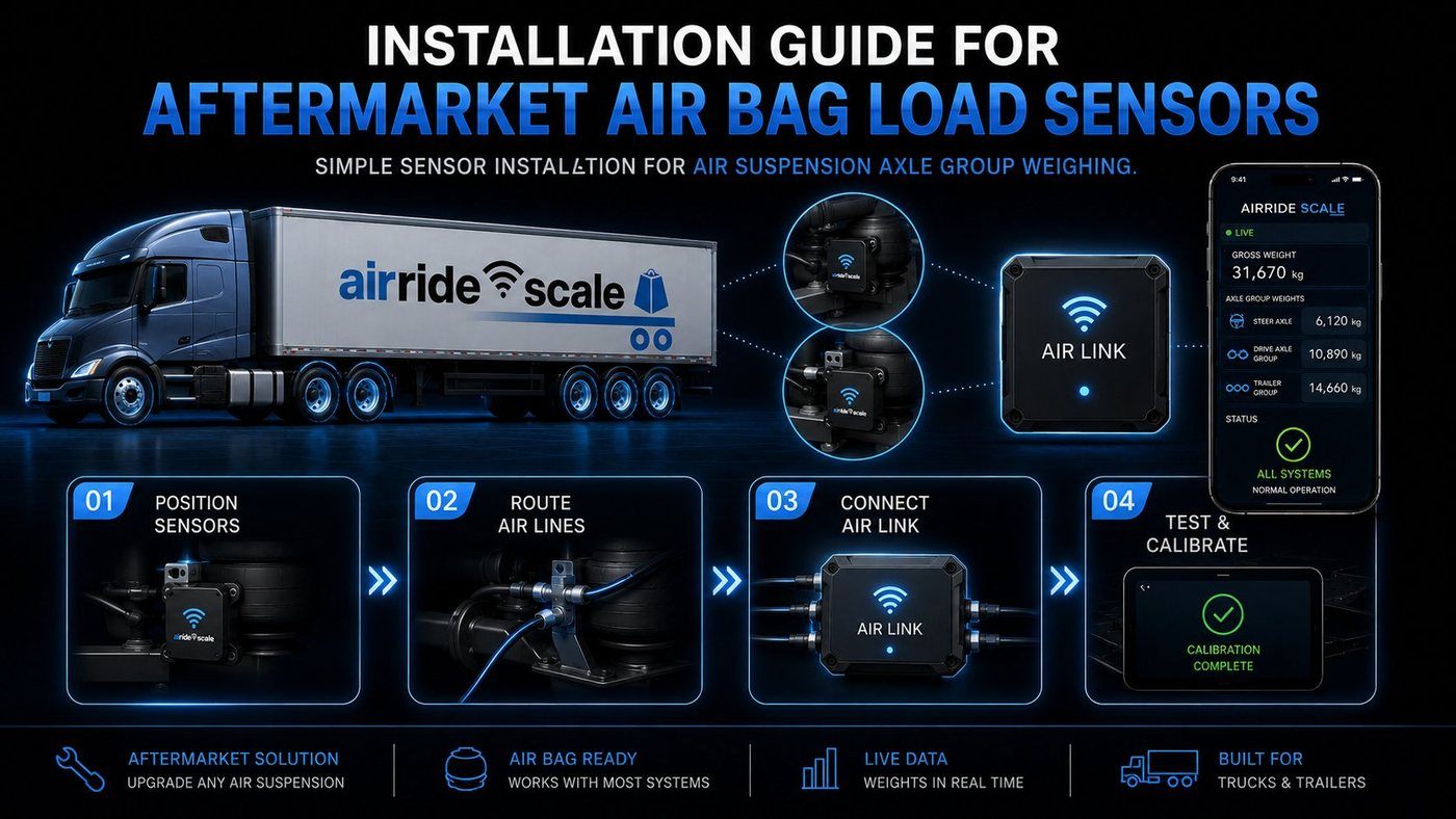 AirRide Scale installation guide for aftermarket air bag load sensors on air suspension trucks and trailers