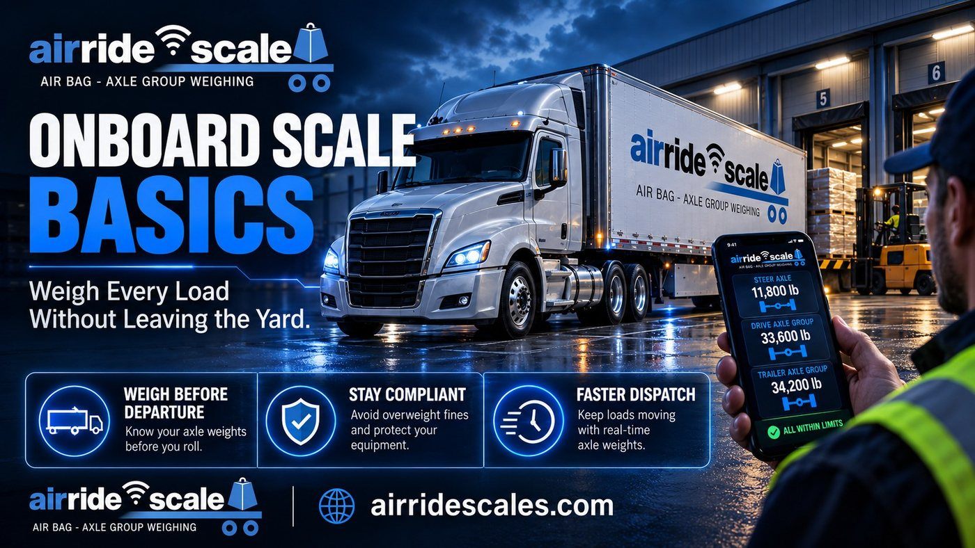Onboard scale showing live truck and trailer axle weights on a phone at a loading yard
